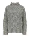 Jil Sander Wool Sweater High Neck Cable Knit In Gray
