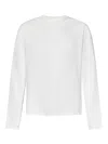 Jil Sander Long-sleeved White Cotton Jersey With Leather Patch In White