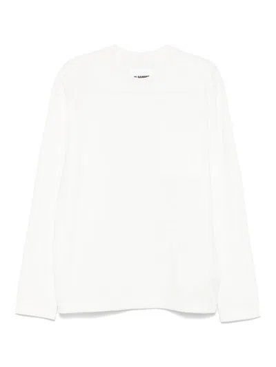 Jil Sander Long-sleeved White Cotton Jersey T-shirt