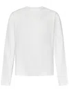 Jil Sander Long-sleeved White Cotton Jersey With Leather Patch In White