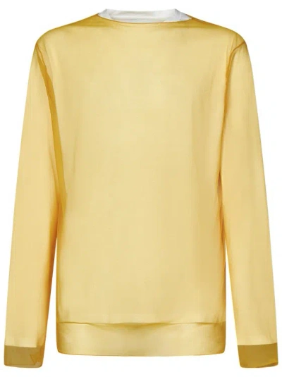 Jil Sander Long-sleeved White Cotton T-shirt In Neutrals