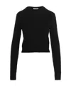 Jil Sander Fitted Black Wool Sweater With Crew Neckline In Black
