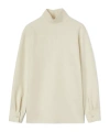 Jil Sander Long-sleeved Wool Top With High Neck In Chalk
