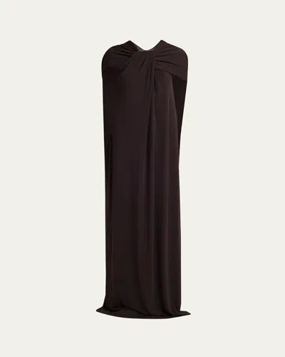 Jil Sander Long Sleeveless Dress In Chocolate
