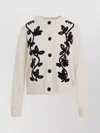 Jil Sander Cn Long Sleeves Cardigan With Velvet Embroidery Women In Neutral