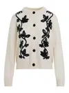 Jil Sander Long Sleeves Cardigan Velvet Embroidery In Neutral