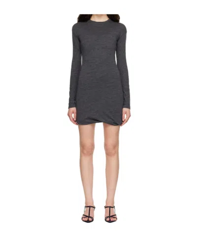Jil Sander Long Sleeves Crew Neck Double Layer Minidress In Black
