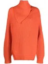 Jil Sander Long Sleeves Foulard Neck Cardigan Clothing In Orange