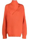 Jil Sander Long Sleeves Foulard Neck Cardigan Clothing In Orange