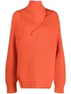 Jil Sander Long Sleeves Foulard Neck Cardigan Clothing In Orange