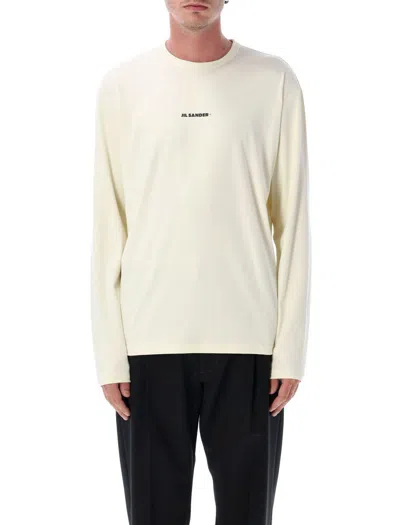 Jil Sander Long Sleeves Logo T-shirt In White