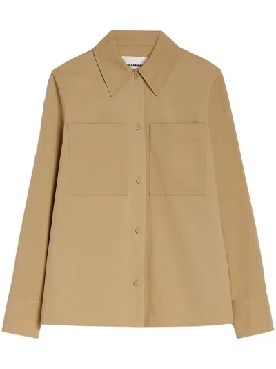 Jil Sander Long Sleeves Shirt In Braun
