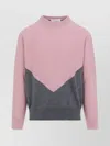 Jil Sander High Neck Color-blocked Sweater With Chevron Design In Pink
