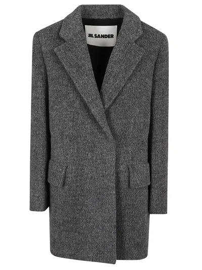 Jil Sander Gray Double-breasted Caban Jacket In Grey