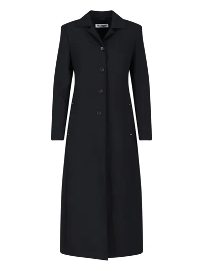 Jil Sander Long Tailored Single-breasted Coat In Black
