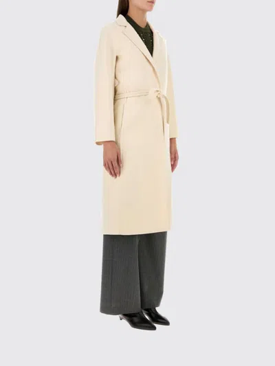 Jil Sander Long Wool Belted Coat With Dropped Shoulders In Neutral