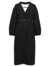 Jil Sander Black Belted Virgin Wool Coat In Black