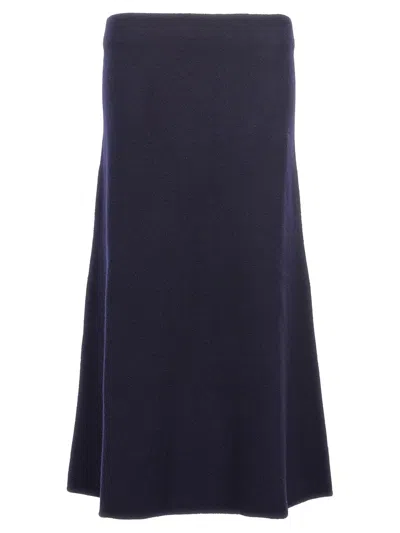 Jil Sander Long Wool Skirt In Blue