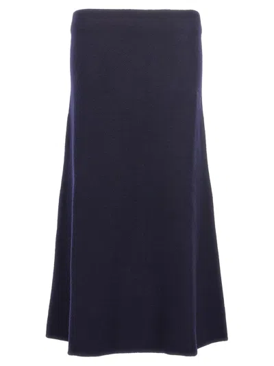 Jil Sander Long Wool Skirt In Blue