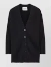 Jil Sander Longline V-neck Ribbed Cardigan In Black