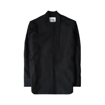 Pre-owned Jil Sander Longline Wool Canvas Shirt 'black' | Men's Size 39