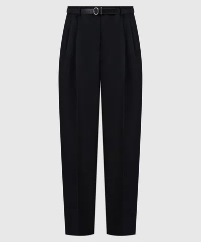 Jil Sander Long Relaxed Wide Leg Pleated Pant In Black
