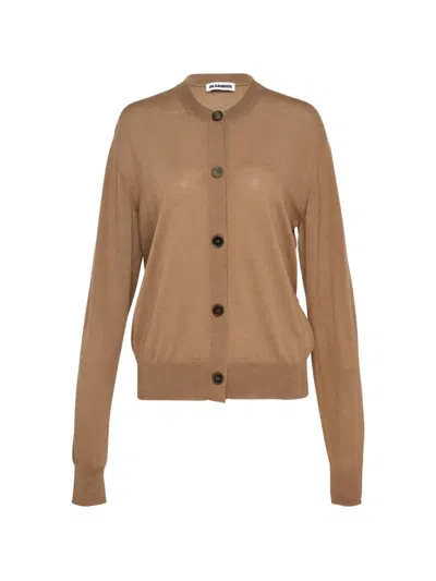 Jil Sander Long-sleeve Cardigan In Brown