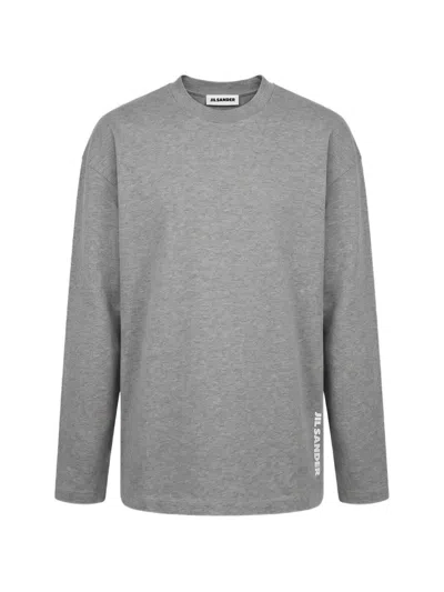 Jil Sander Long-sleeve Cotton T-shirt In Gray