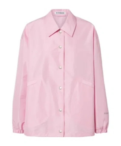 Jil Sander Long-sleeve Snap-button Casual Jacket In Pink