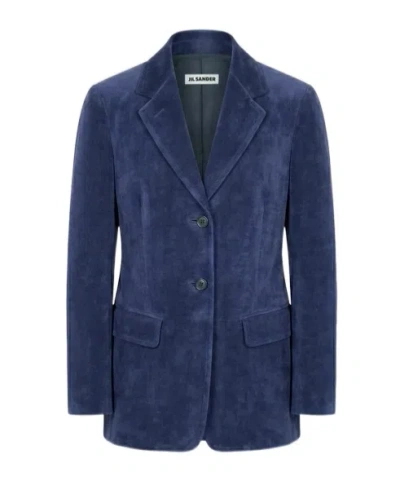 Jil Sander Long-sleeved Casual Jacket In Blue