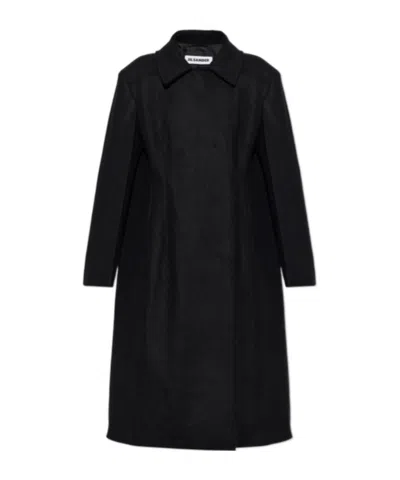 Jil Sander Long-sleeved Coat In Black
