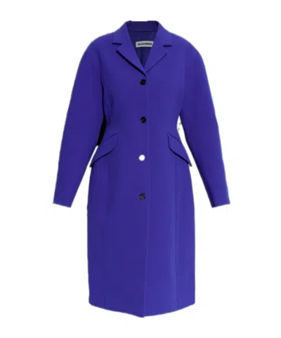 Jil Sander Single-breasted Tailored Coat In Blue
