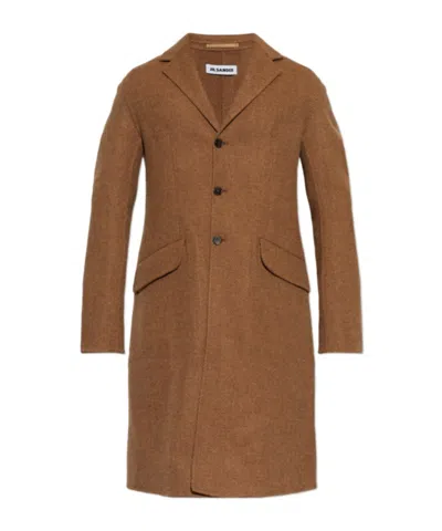 Jil Sander Long-sleeved Coat In Brown