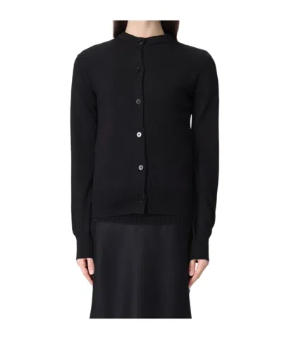 Jil Sander Long-sleeved Knitted Cardigan In Black