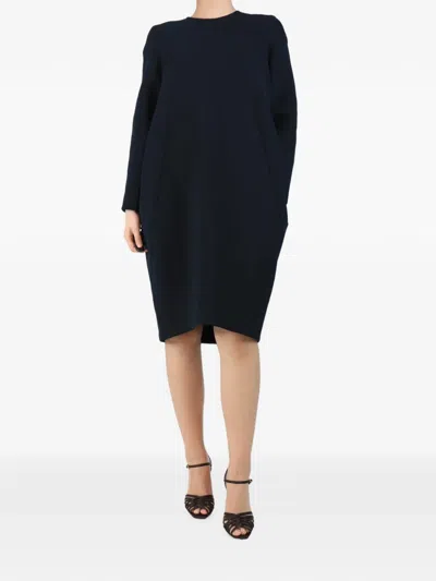 Pre-owned Jil Sander Long-sleeved Midi Dress In Blue