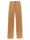 Jil Sander High Waist Wide Leg Trousers With Pockets In Brown