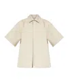 Jil Sander Relaxed Fit Beige Shirt With Logo Patch And Button Fastening In Cream