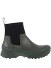 Jil Sander Leather Low Boots With Neoprene Insert In Green