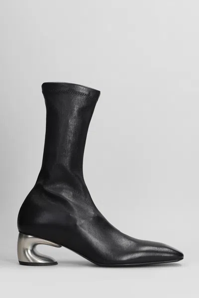 JIL SANDER LOW HEELS ANKLE BOOTS IN BLACK LEATHER
