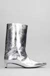 Jil Sander Low Heels Ankle Boots In Silver Leather In Silver