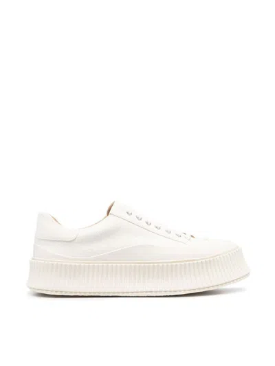 Jil Sander Low Laced Sneakers With Vulcanized Rubber Sole Shoes In Grey