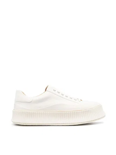 Jil Sander Low Laced Sneakers With Vulcanized Rubber Sole Shoes In Grey