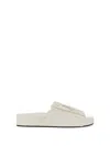 Jil Sander Gathered Calfskin Sandals With Design In White