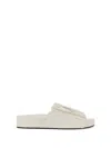 Jil Sander Flat Ruched Leather Sandals In White