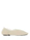 Jil Sander Pointed-toe Low Calfskin Slipper With Textured Finish In Ivory