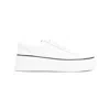 Jil Sander White Low-top Sneakers With Platform And Tonal Heel Tab In Leather In Beige