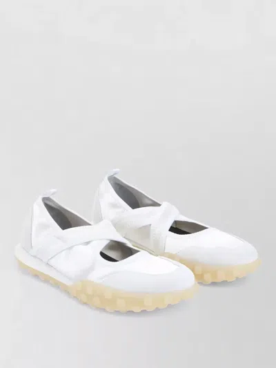 Jil Sander Low Profile Sneakers Round Toe Pull Tab In White