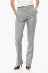 Jil Sander Low Rise Virgin Wool Pants With Check Motif In Gray