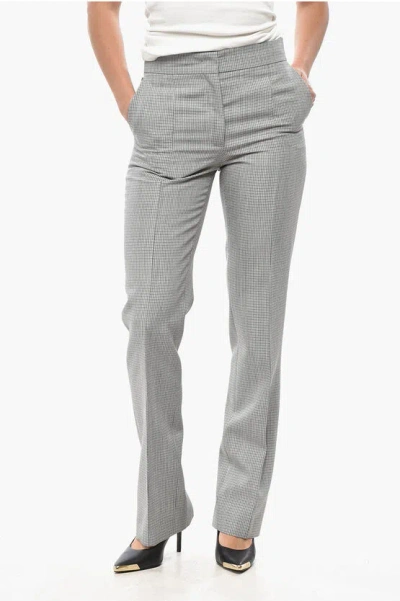 Jil Sander Low Rise Virgin Wool Pants With Check Motif In Gray