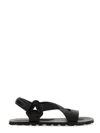Jil Sander Crisscross Strap Sandal With Durable Rubber Sole In Black